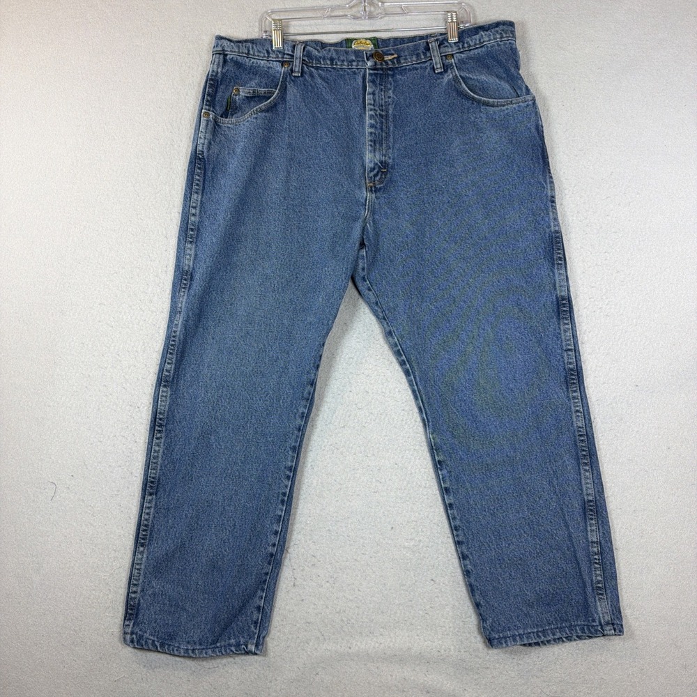 Cabelas 100% Cotton Denim Indigo Blues Jeans Men Sz 40X29 Straight Leg Pants